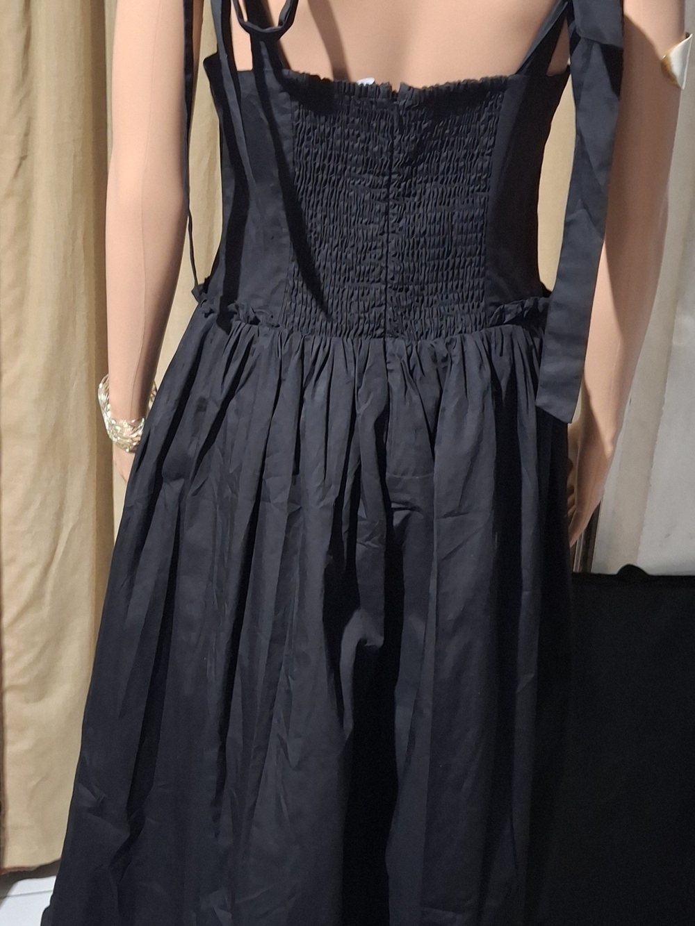 Classic Black Sundress with Smocked Bodice